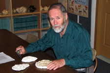 Jim Halfpenny measuring plaster casts of footprints
